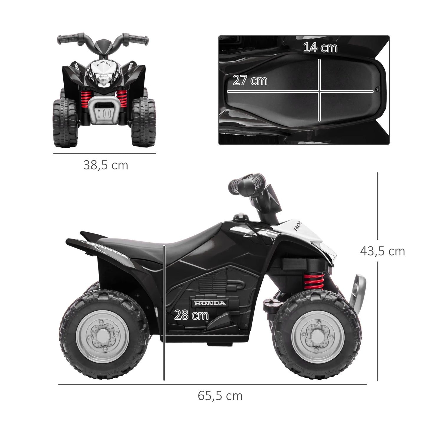 Quad Électrique Enfant Phares LED et Klaxon Noir