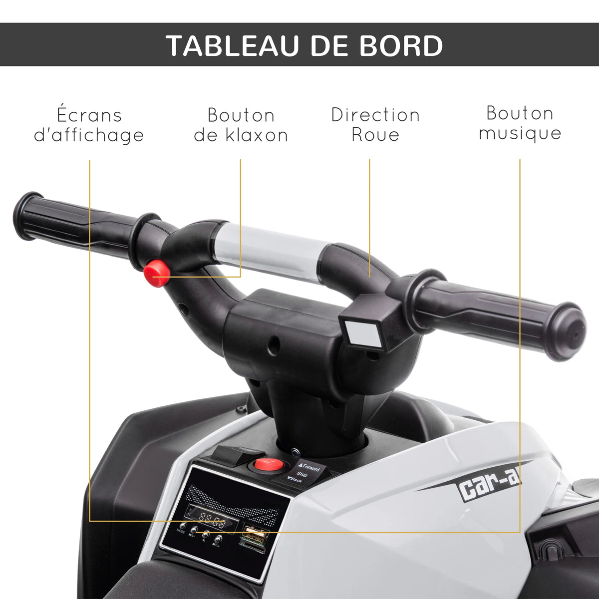 Quad Électrique Enfant 2 Moteurs Klaxon