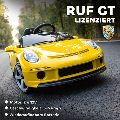 Voiture Électrique Enfant Klaxon et Ceinture Jaune