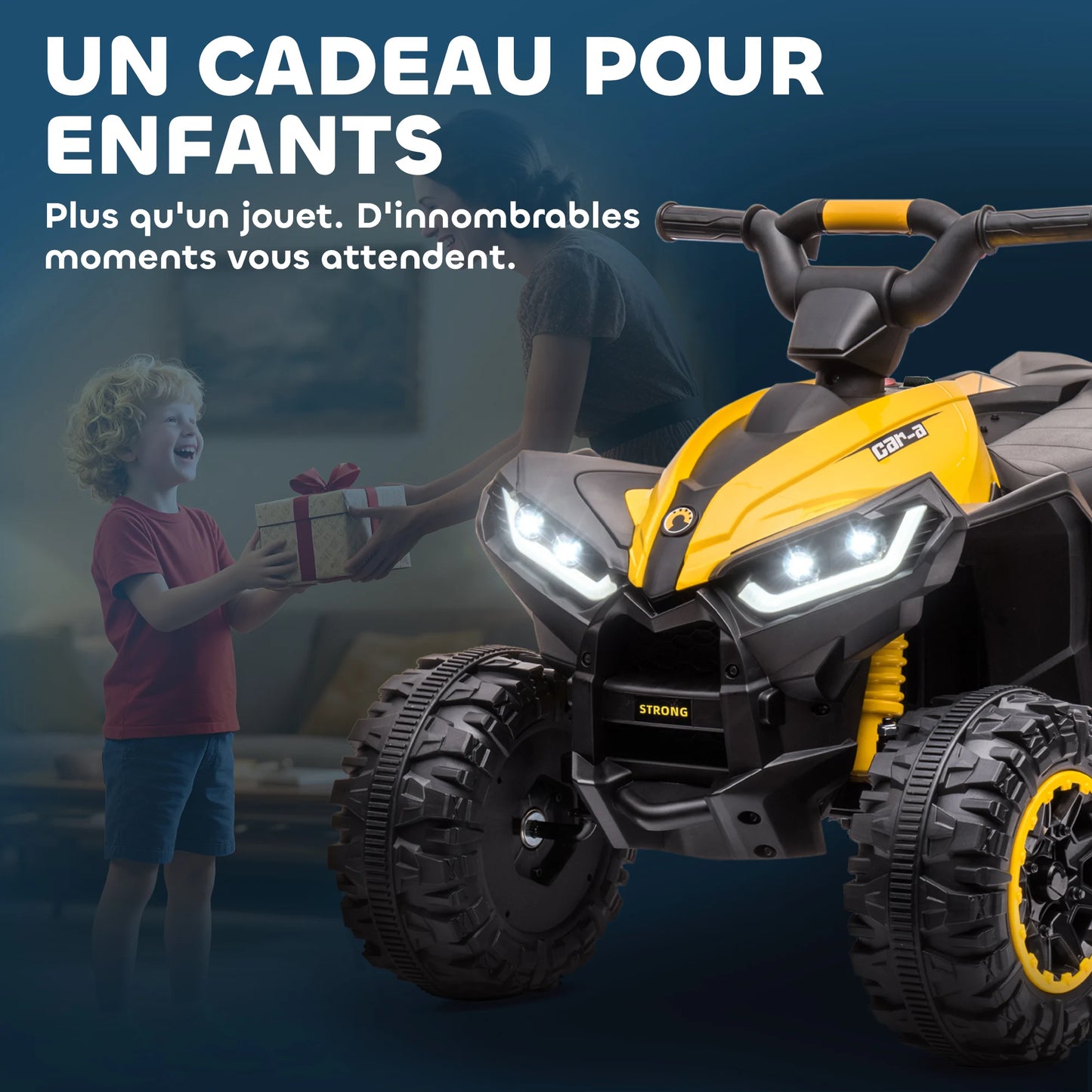Quad Électrique Enfant 2 Moteurs 2 Vitesses Jaune