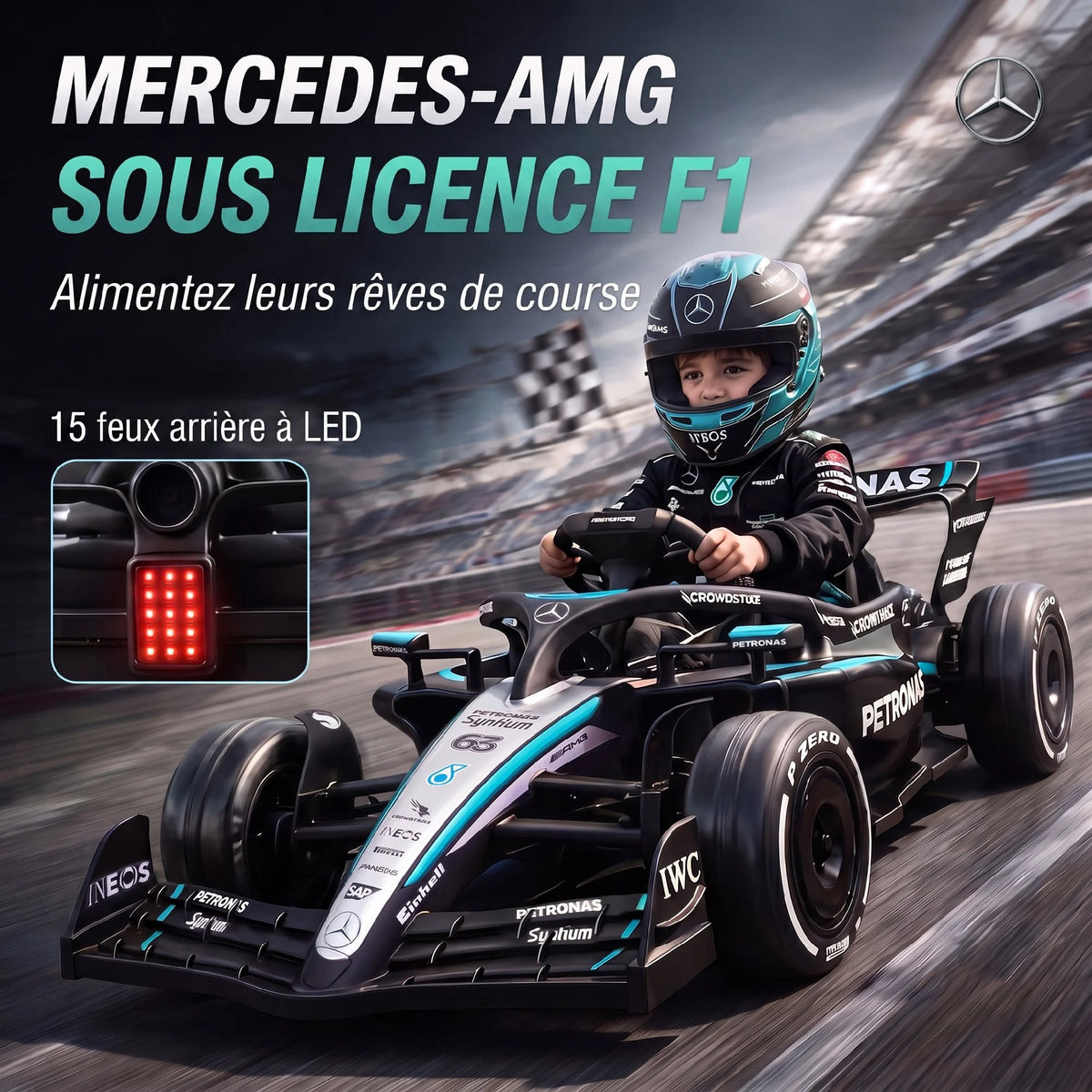 Voiture Électrique Enfant Kart 2 Moteurs 3 Vitesses