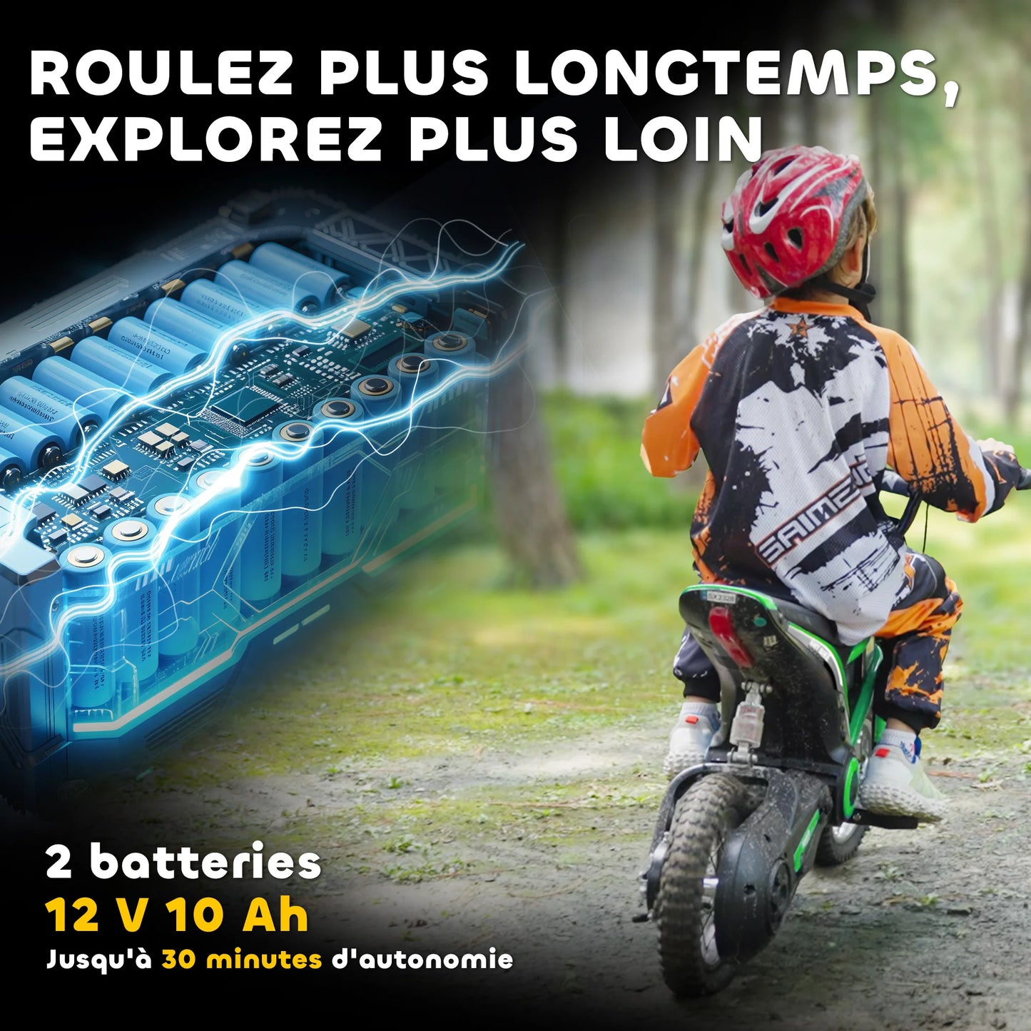 Moto Électrique Enfant Tout-Terrain 350W Verte