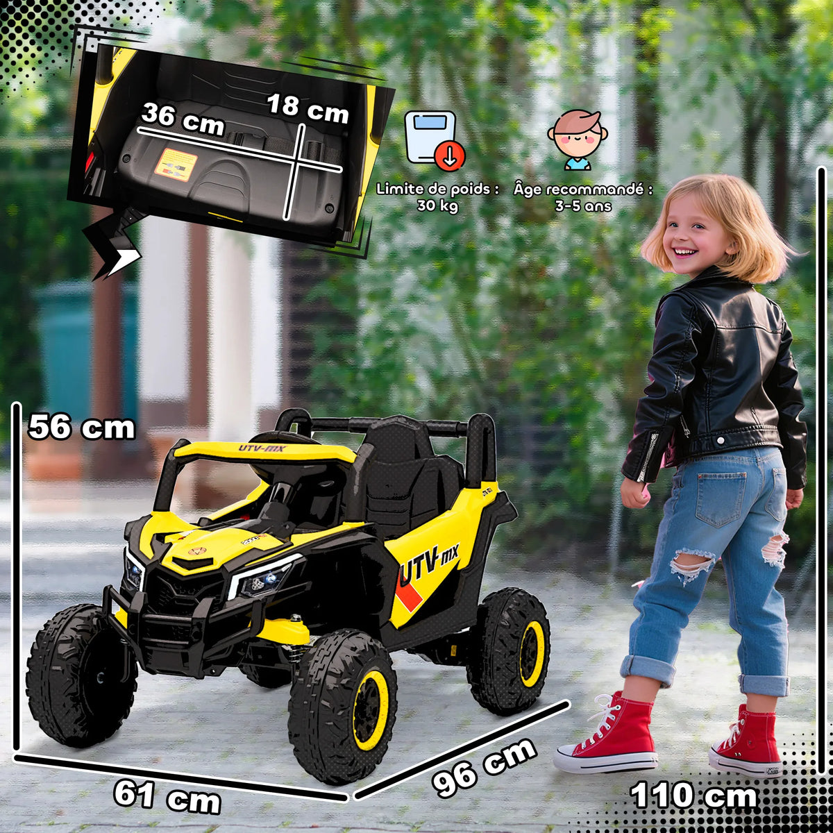 Voiture Électrique Enfant Buggy Démarrage Progressif