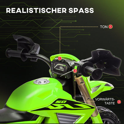 Moto Électrique Enfant Roues d'Appoint Klaxon Verte