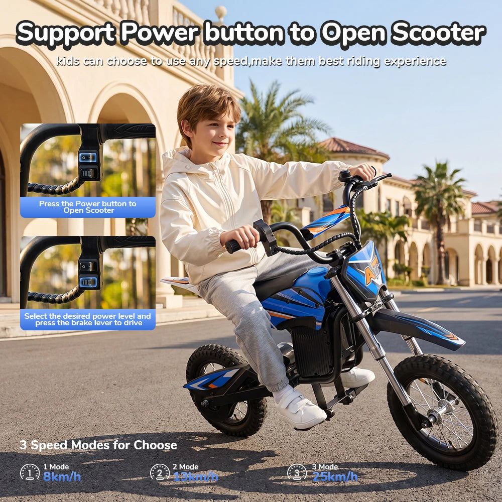 Moto Électrique Enfant Dirt Bike 350W Tout-Terrain