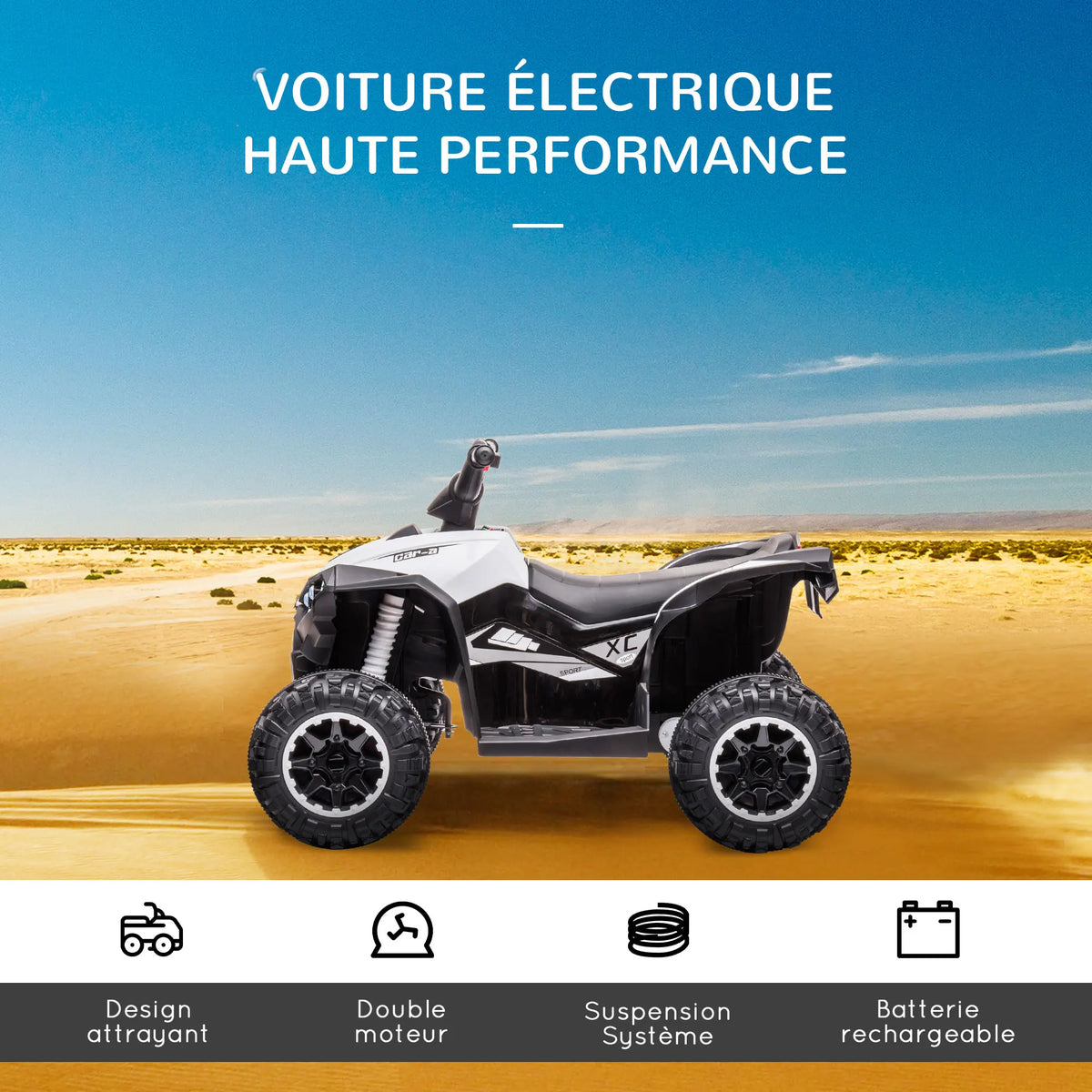 Quad Électrique Enfant 2 Moteurs Klaxon