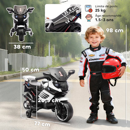 Moto Électrique Enfant Roues d'Appoint Blanche