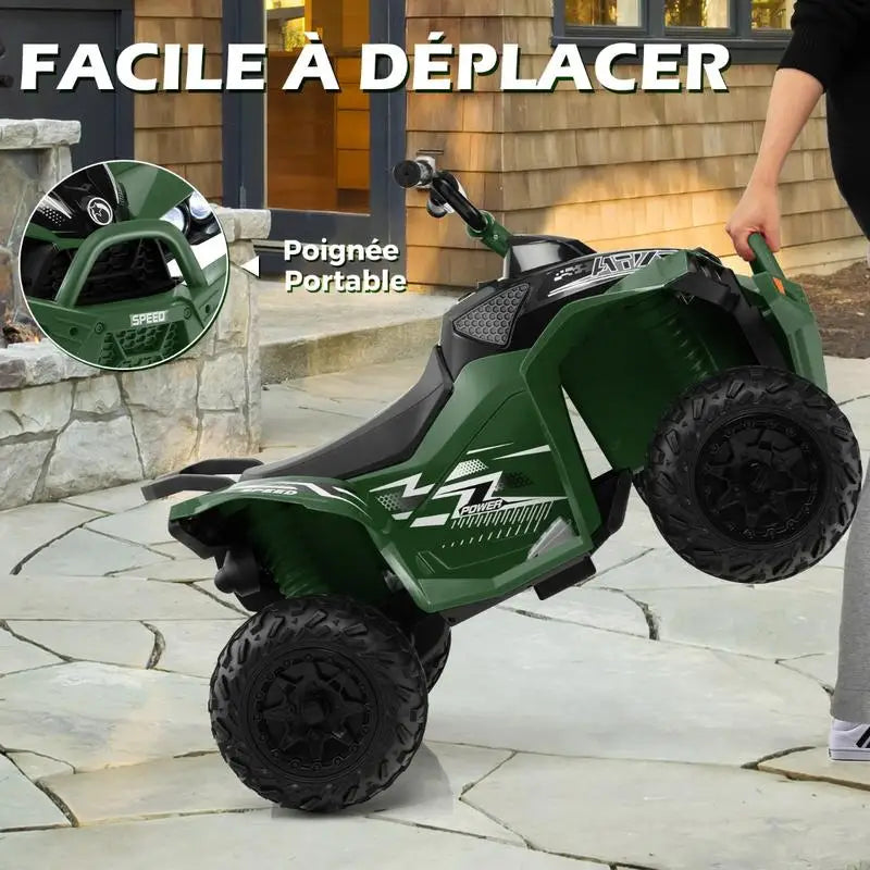 Quad Électrique Enfant Klaxon et Phares LED Vert