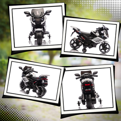 Moto Électrique Enfant Roues d'Appoint Blanche
