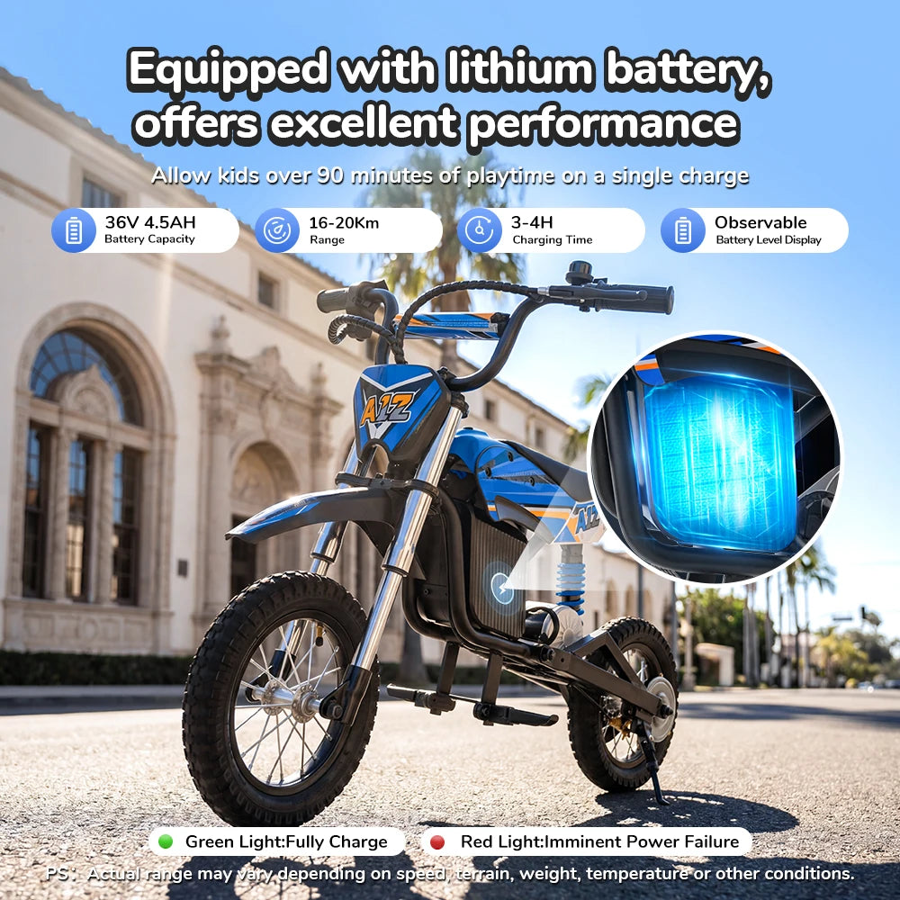 Moto Électrique Enfant Dirt Bike 350W Tout-Terrain