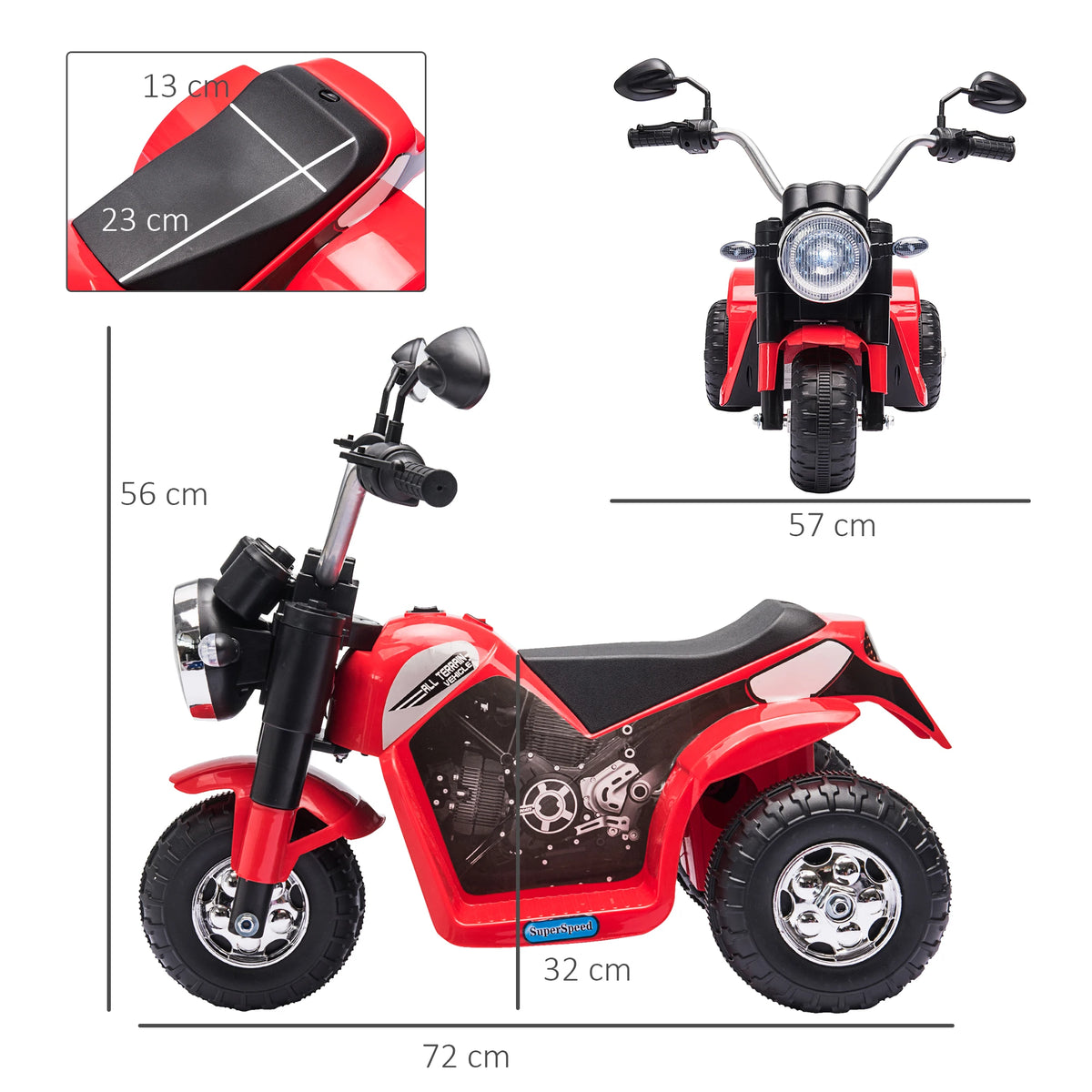 Moto Électrique Enfant 3 Roues Tout-Terrain Rouge
