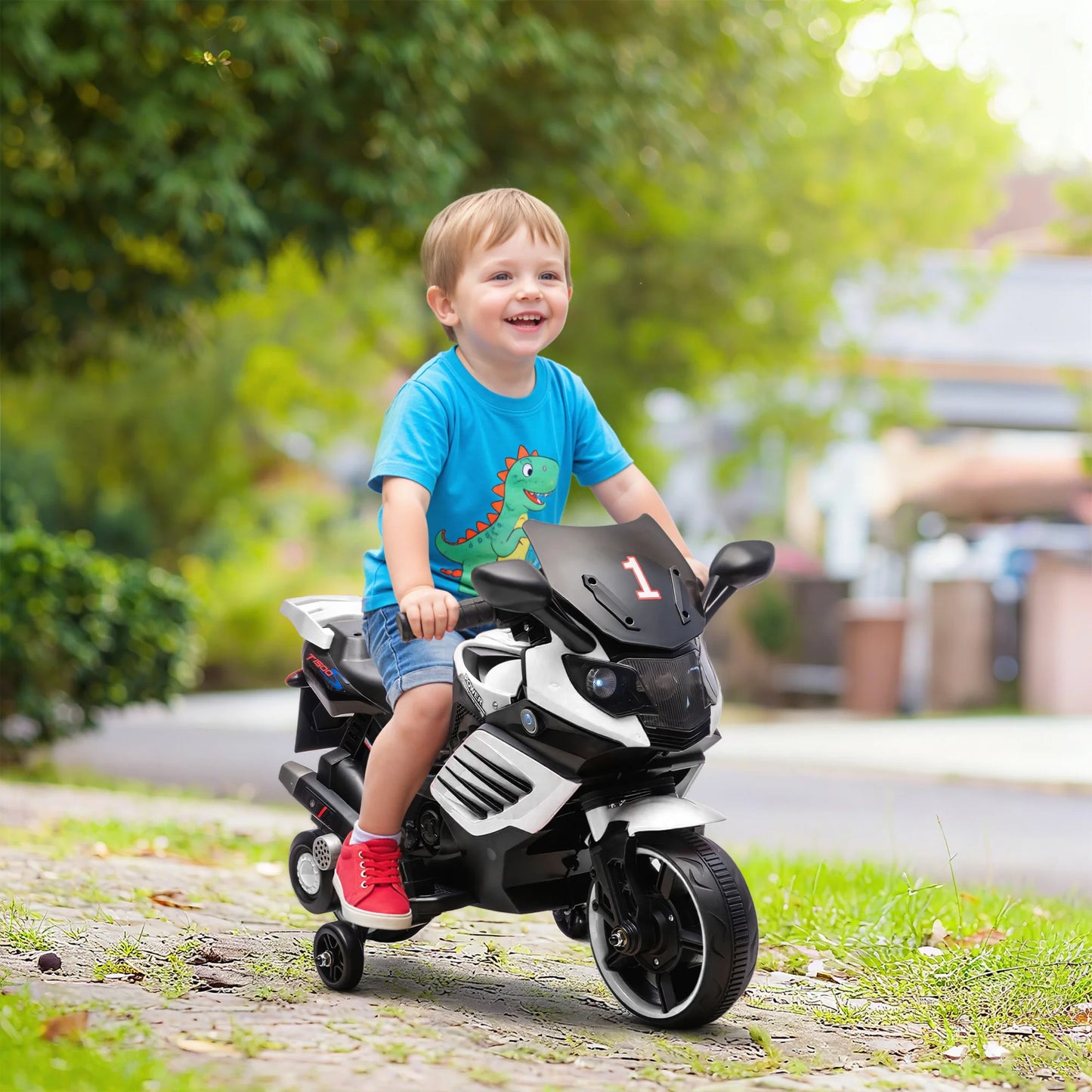 Moto Électrique Enfant Roues d'Appoint Blanche