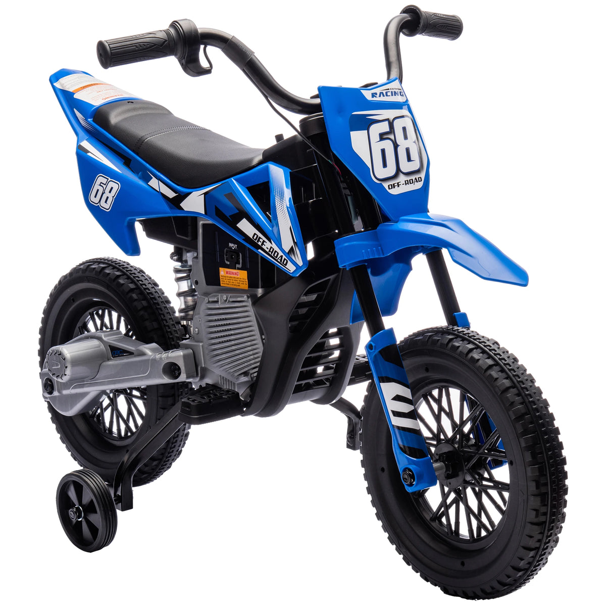 Moto Électrique Enfant Musique Roues d'Appoint Bleue