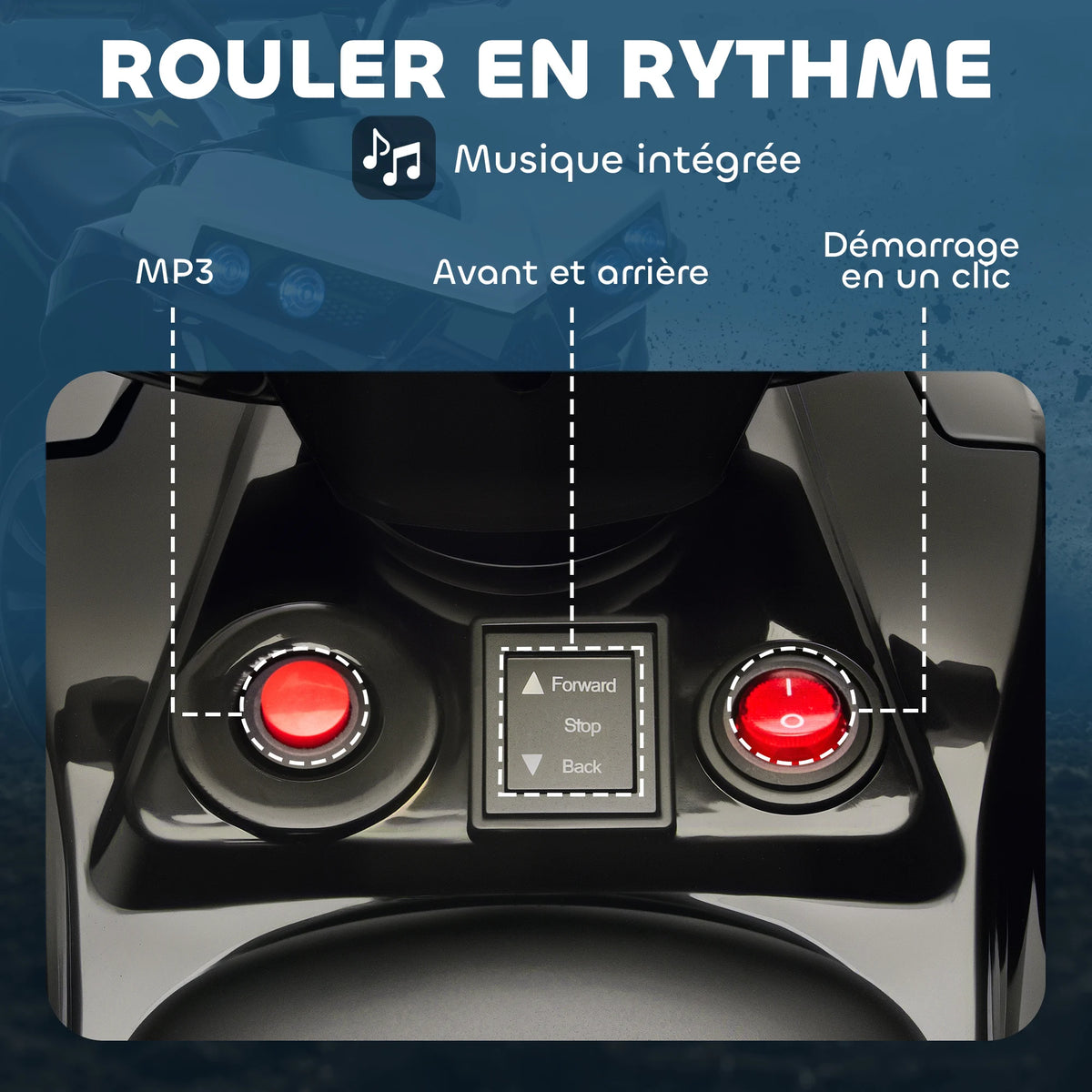 Quad Électrique Enfant ATV Musique et Phares Blanc