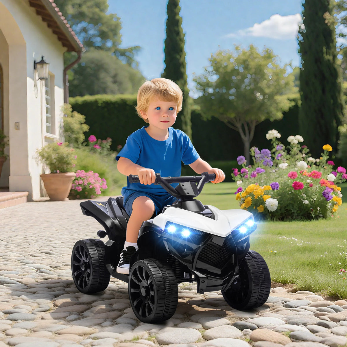 Quad Électrique Enfant ATV Musique et Phares Blanc
