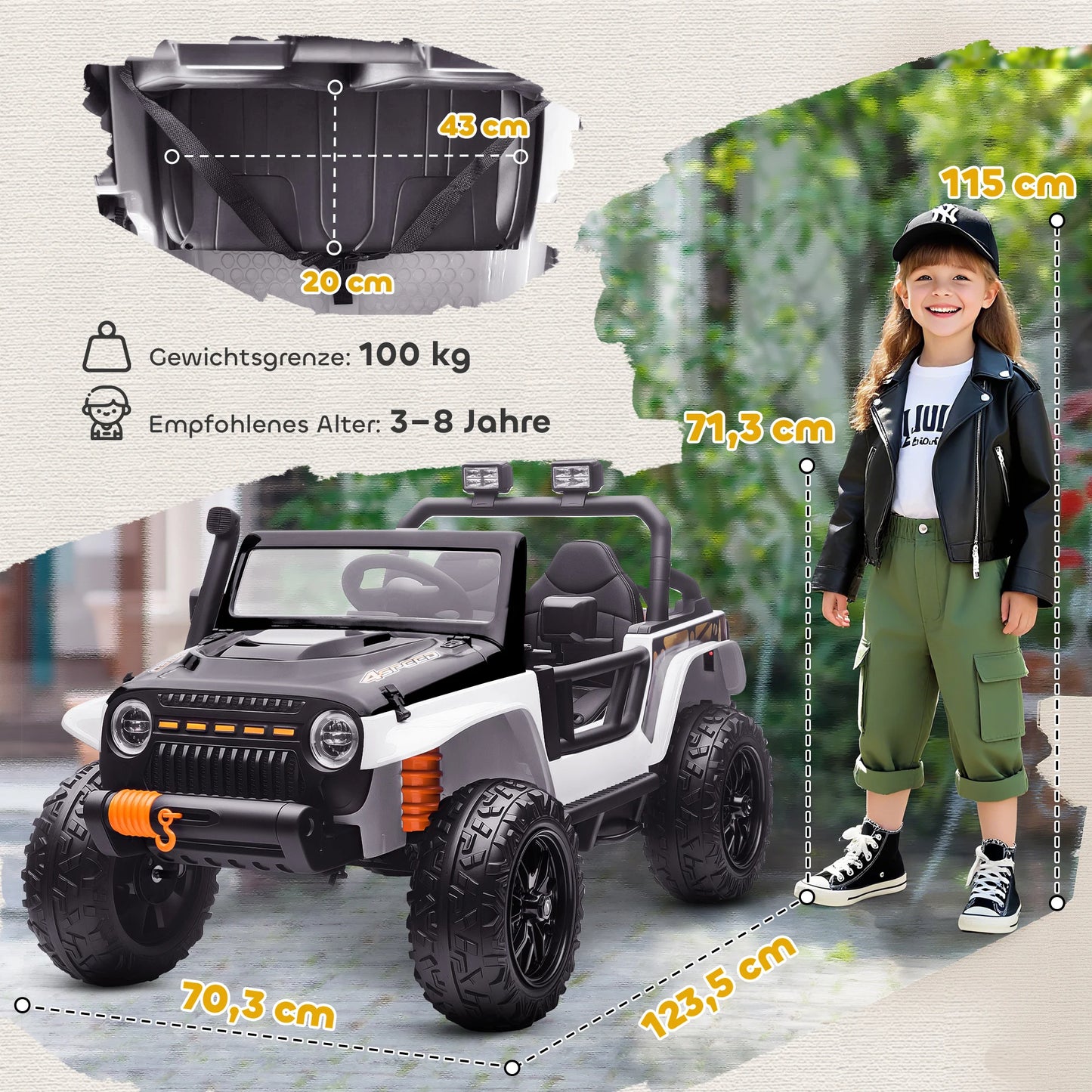 Voiture Électrique Enfant Duo Parent Enfant Haut-Parleur