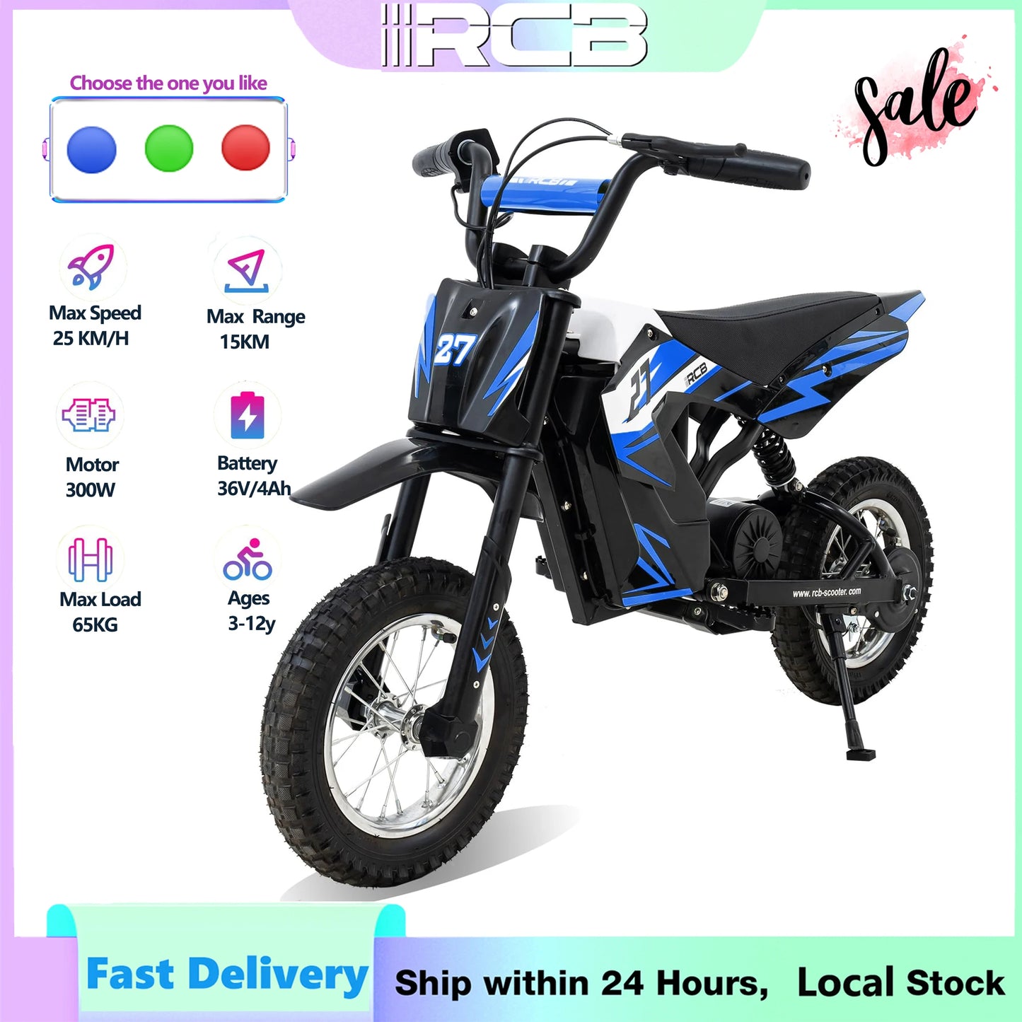 Moto Électrique Enfant 3 Vitesses 25 km/h