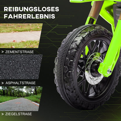 Moto Électrique Enfant Roues d'Appoint Klaxon Verte