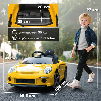 Voiture Électrique Enfant Klaxon et Ceinture Jaune