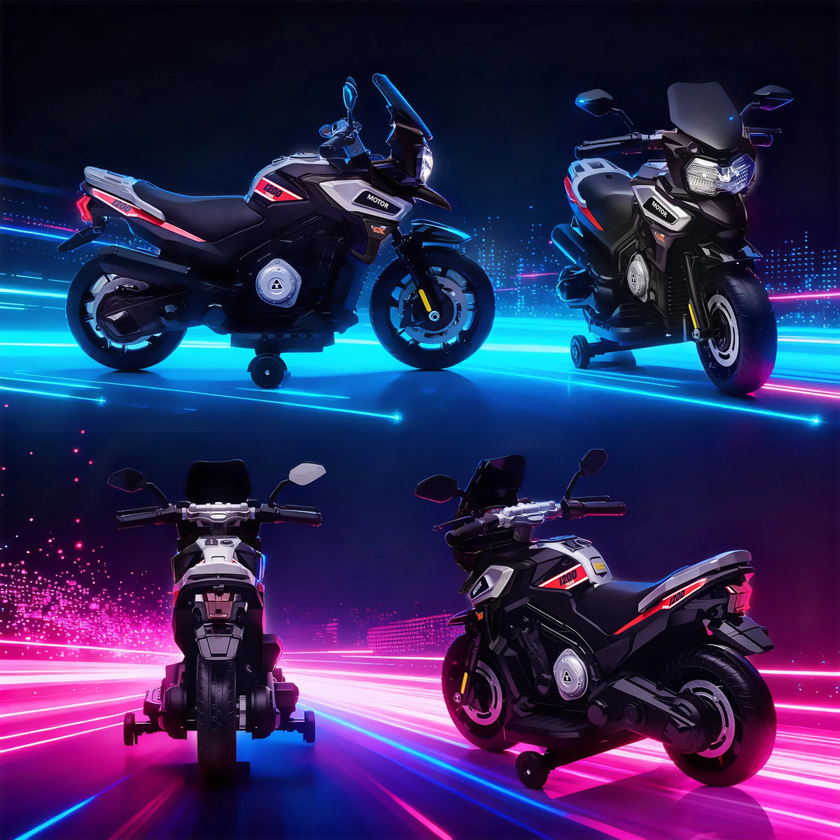 Moto Électrique Enfant Roues Stabilisatrices Noire