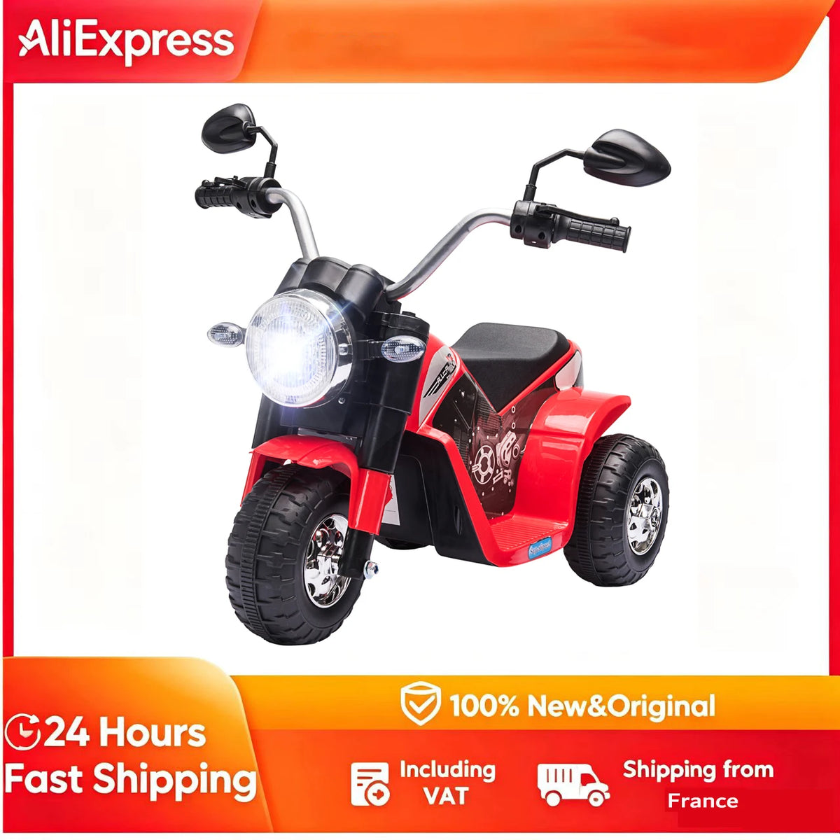 Moto Électrique Enfant 3 Roues Tout-Terrain Rouge