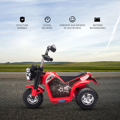 Moto Électrique Enfant 3 Roues Tout-Terrain Rouge