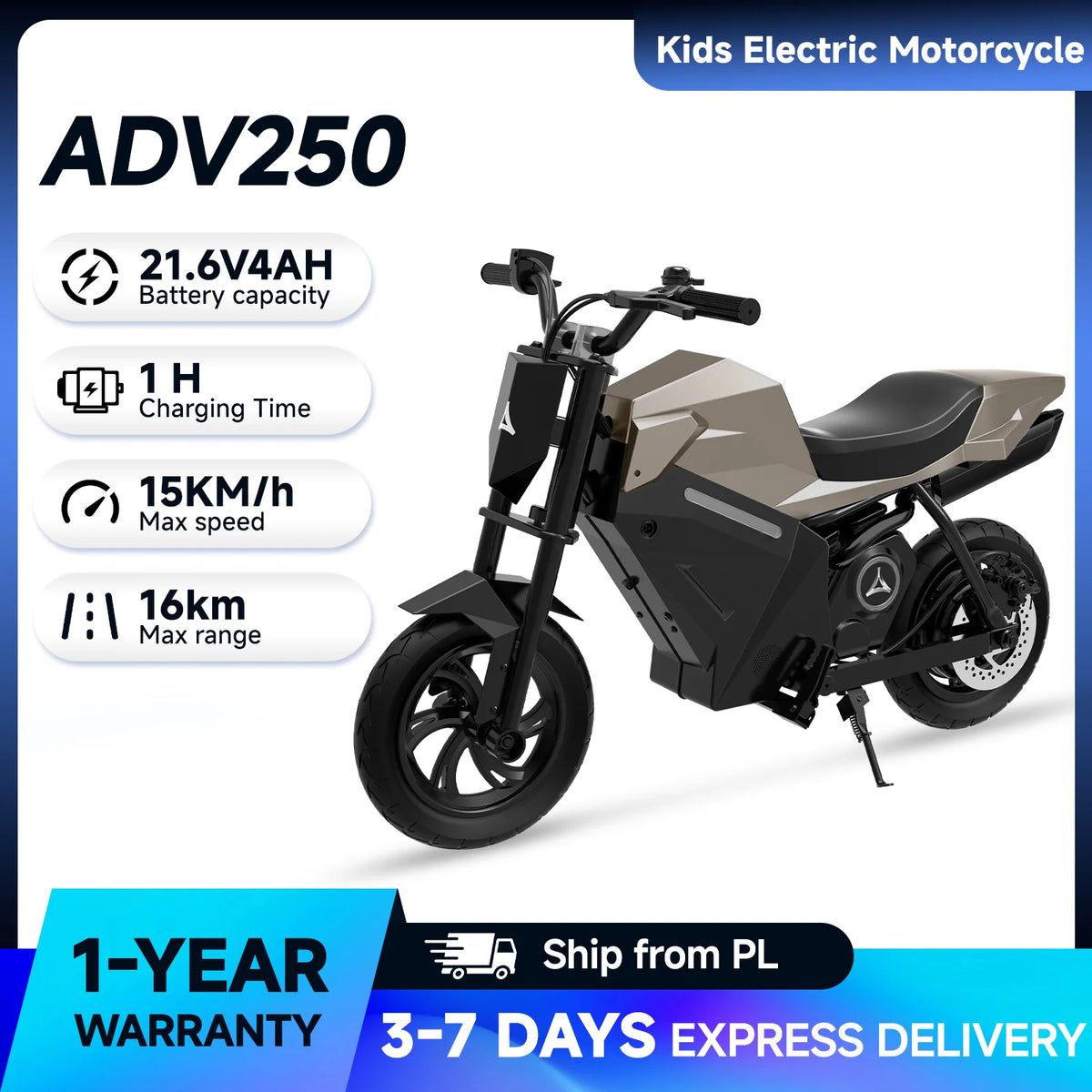 Moto Électrique Enfant Batterie Lithium Frein à Disque