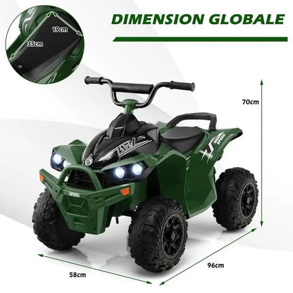 Quad Électrique Enfant Klaxon et Phares LED Vert