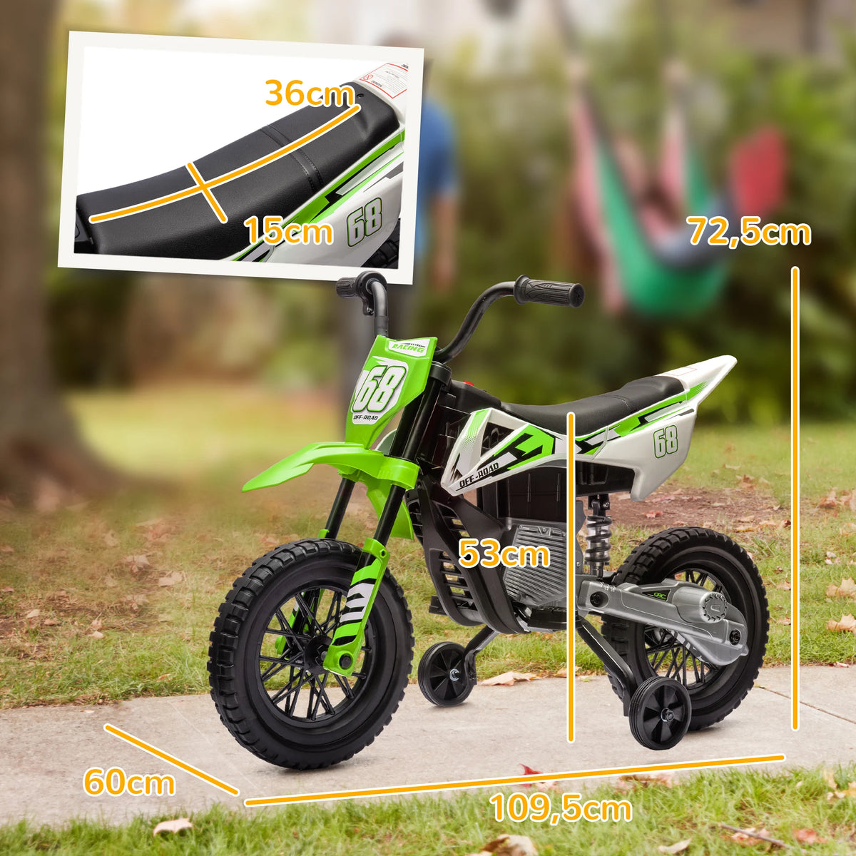Moto Électrique Enfant Roues d'Apprentissage Musique