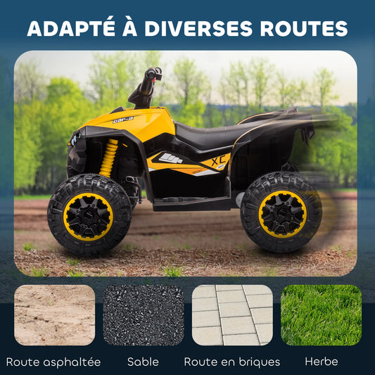 Quad Électrique Enfant 2 Moteurs 2 Vitesses Jaune