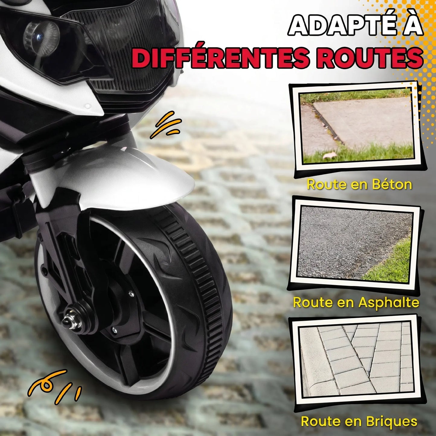 Moto Électrique Enfant Roues d'Appoint Blanche