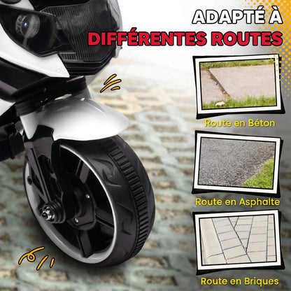 Moto Électrique Enfant Roues d'Appoint Blanche