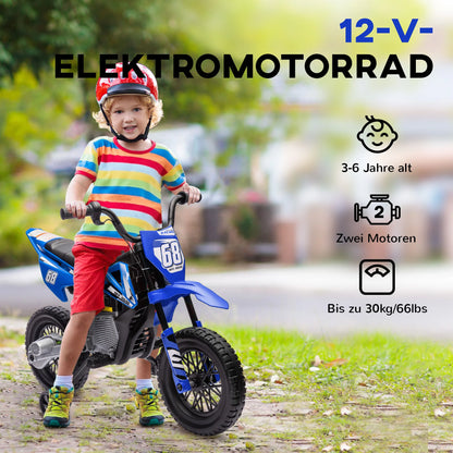 Moto Électrique Enfant Musique Roues d'Appoint Bleue