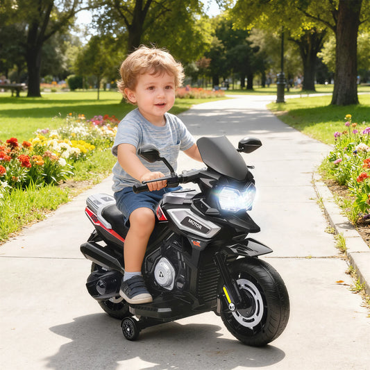 Moto Électrique Enfant Roues Stabilisatrices Noire