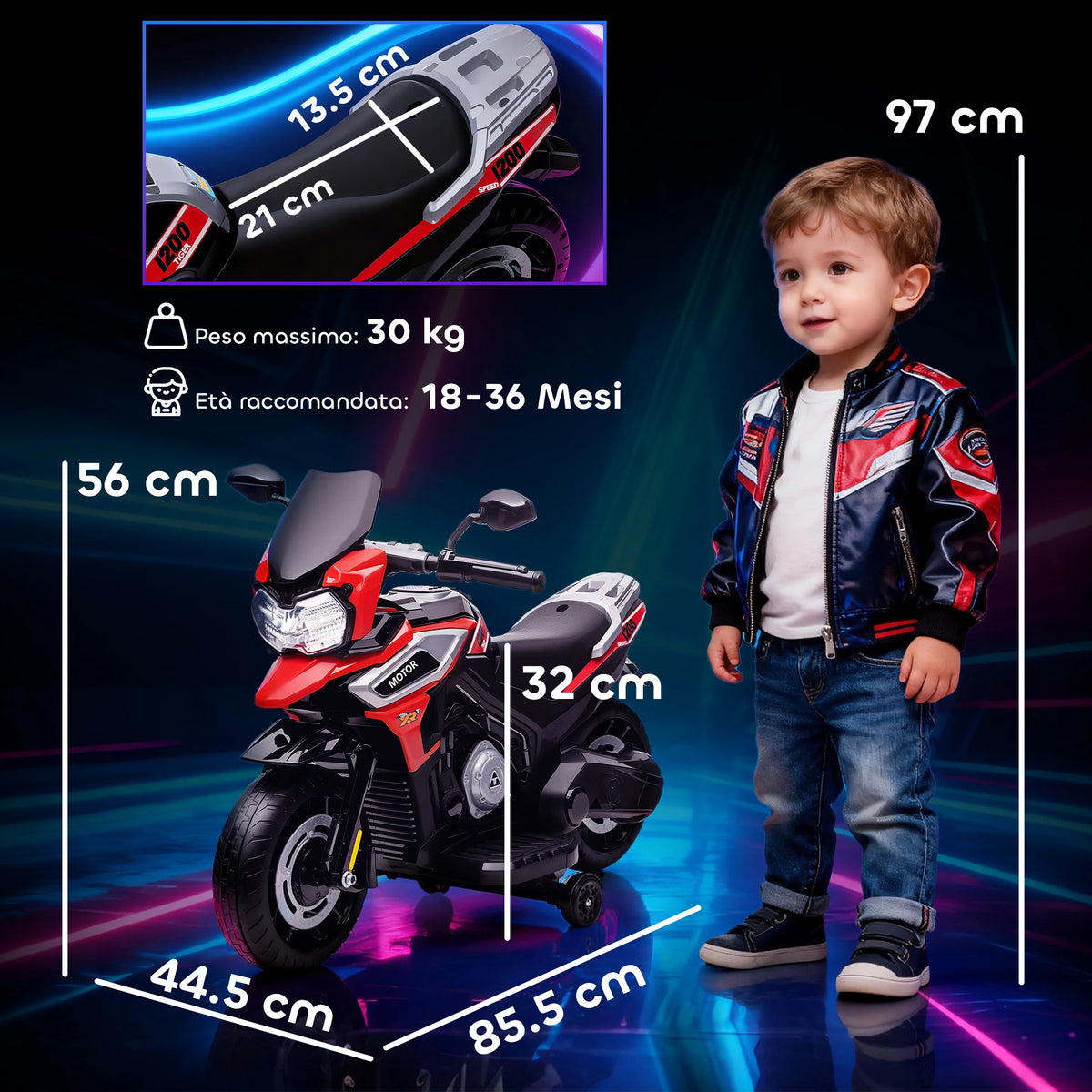 Moto Électrique Enfant Rétroviseur et Pédales