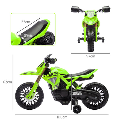 Moto Électrique Enfant Roues d'Appoint Klaxon Verte