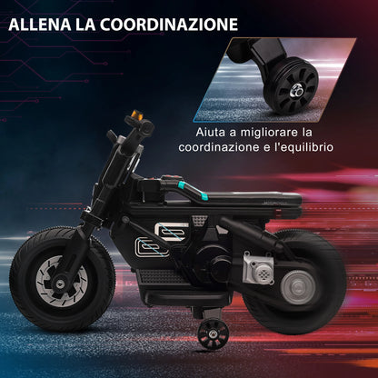 Moto Électrique Enfant Haut-Parleurs et Roulettes