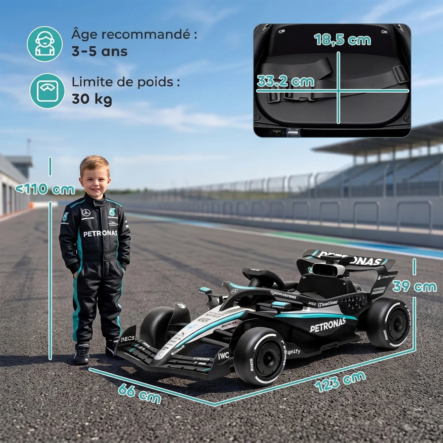 Voiture Électrique Enfant Kart 2 Moteurs 3 Vitesses