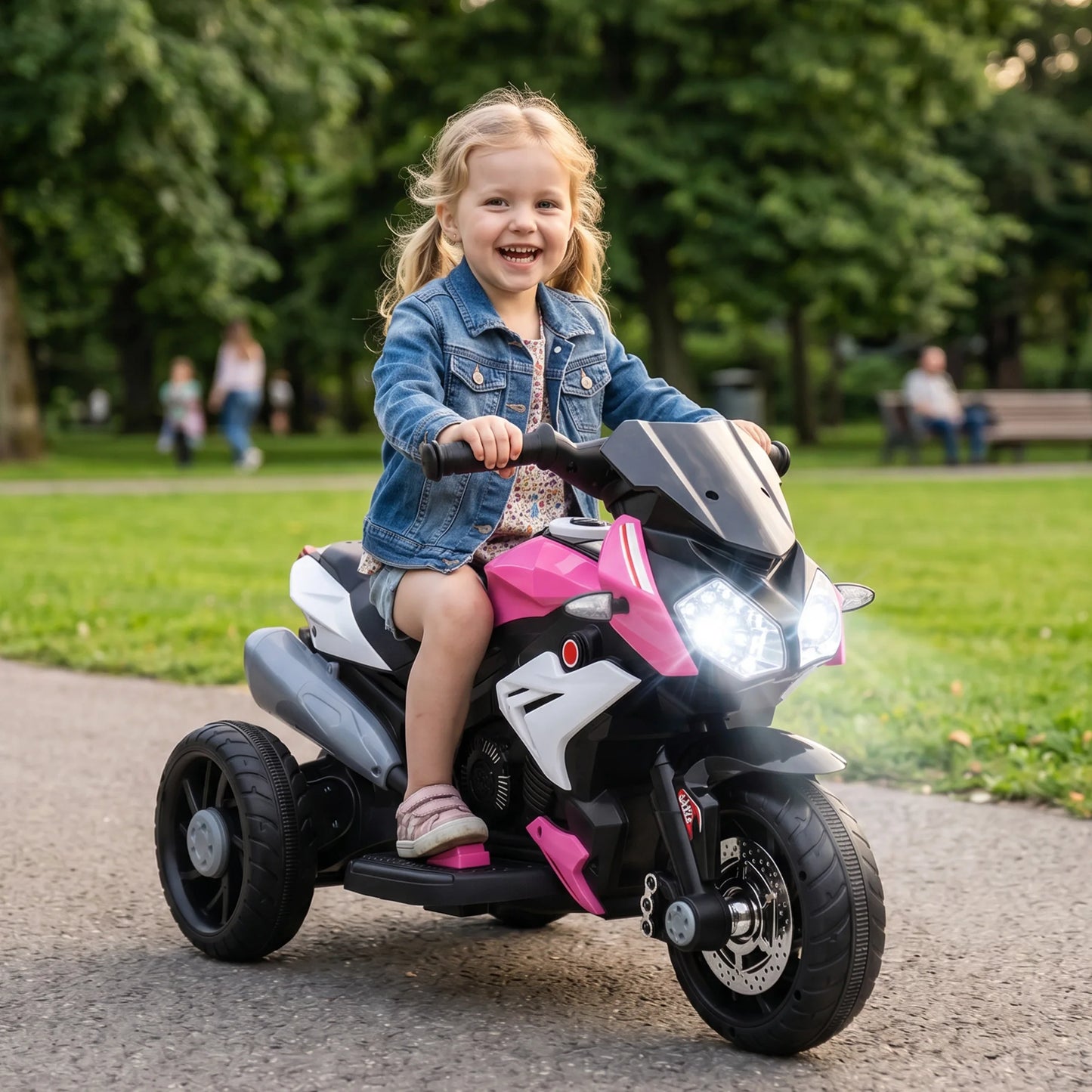 Moto Électrique Enfant 3 Roues Sonore Rose
