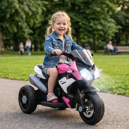 Moto Électrique Enfant 3 Roues Sonore Rose