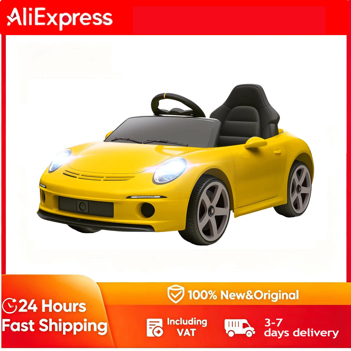 Voiture Électrique Enfant Klaxon et Ceinture Jaune