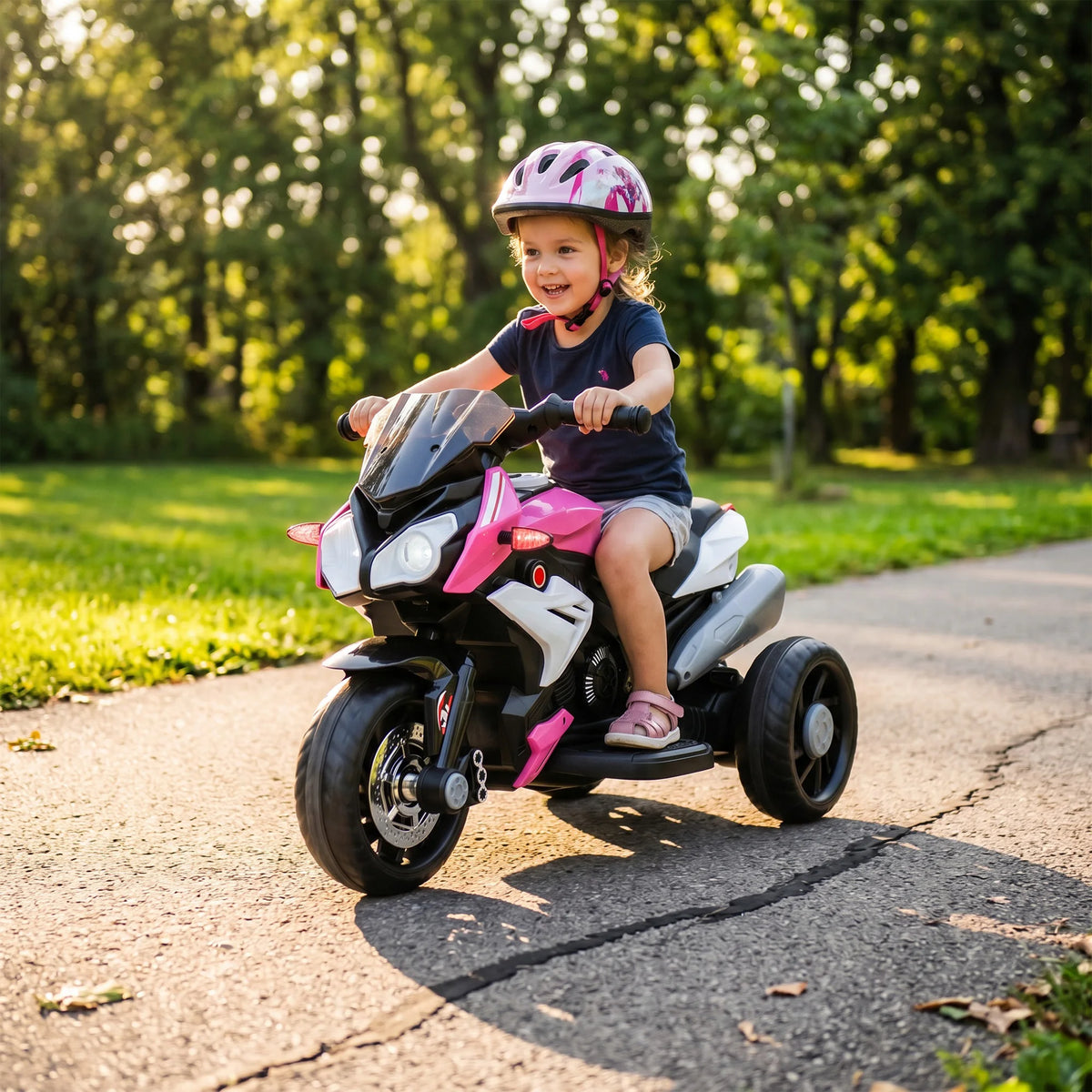 Moto Électrique Enfant 3 Roues Sonore Rose