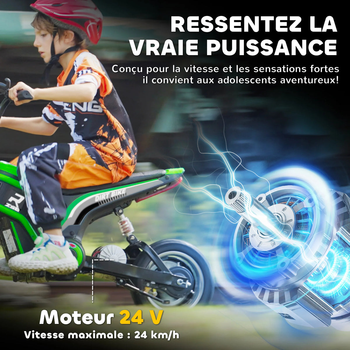 Moto Électrique Enfant Tout-Terrain 350W Verte