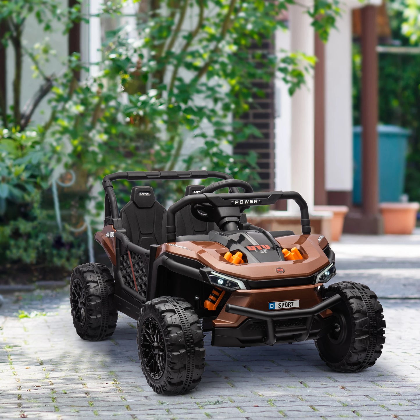 Voiture Électrique Enfant Buggy 2 Moteurs Marron