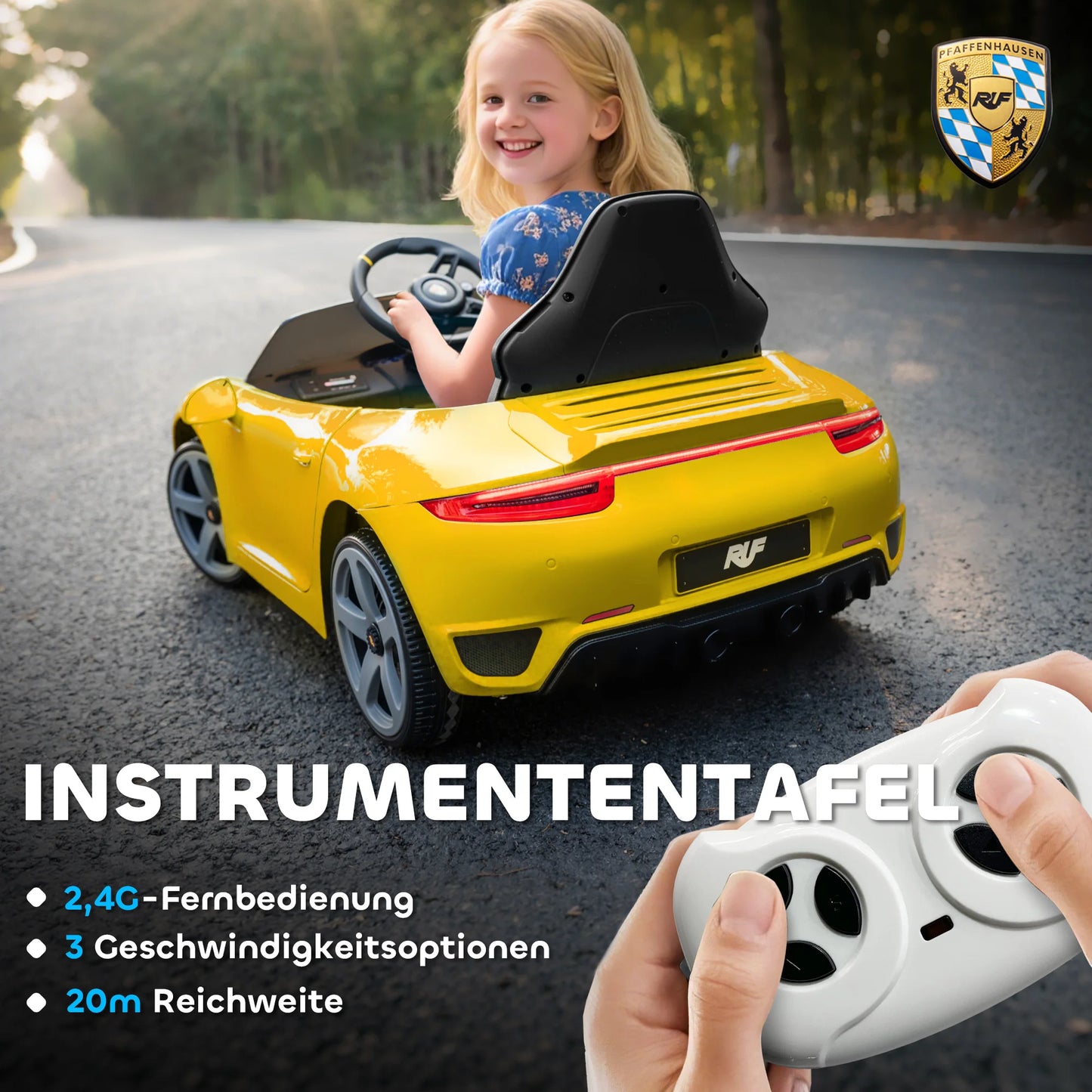 Voiture Électrique Enfant Klaxon et Ceinture Jaune