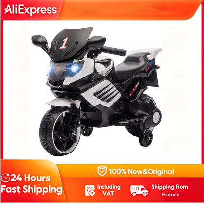 Moto Électrique Enfant Roues d'Appoint Blanche