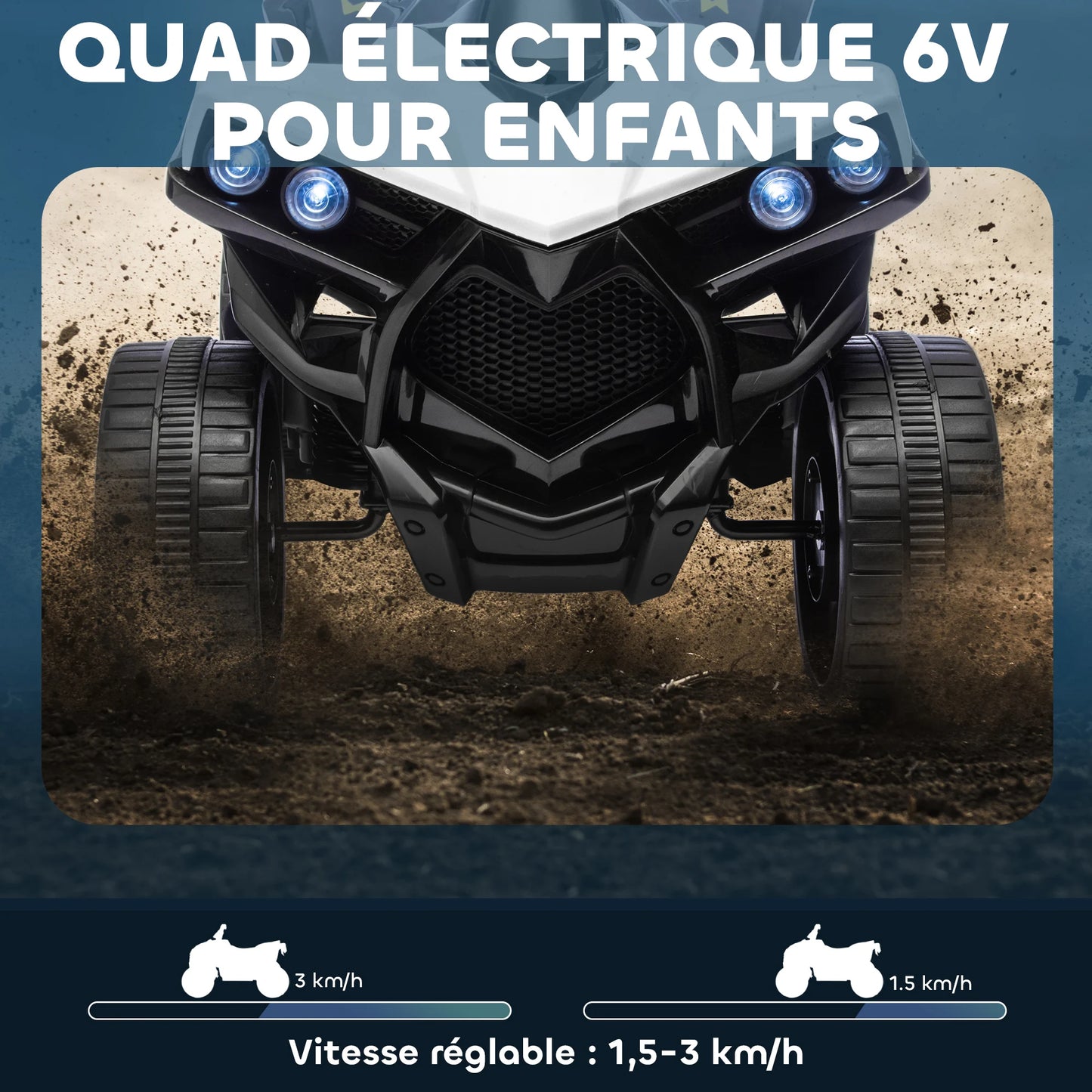 Quad Électrique Enfant ATV Musique et Phares Blanc