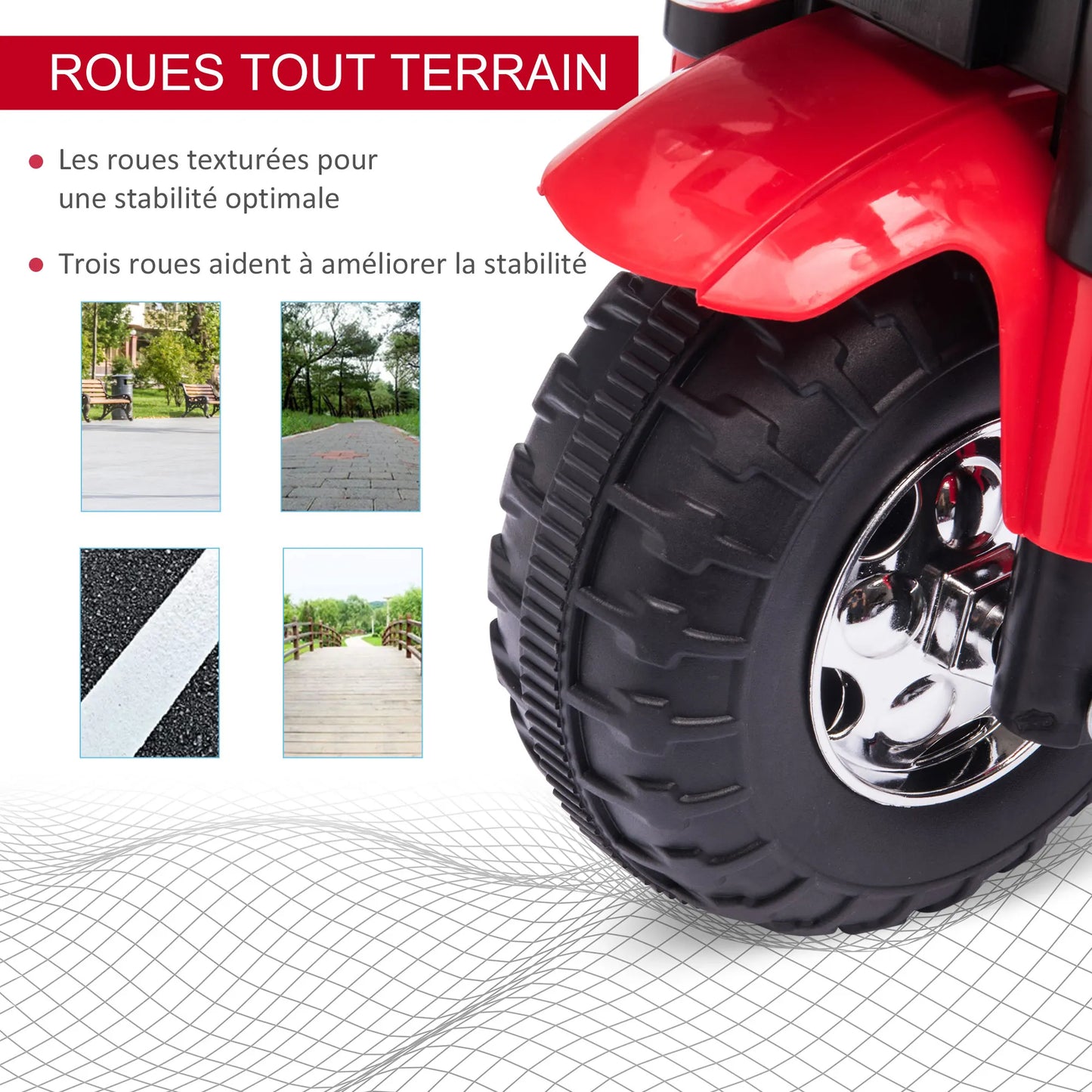 Moto Électrique Enfant 3 Roues Tout-Terrain Rouge