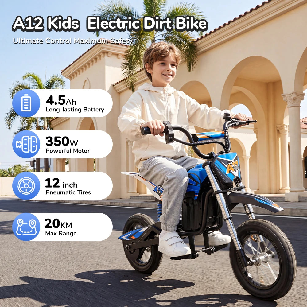 Moto Électrique Enfant Dirt Bike 350W Tout-Terrain