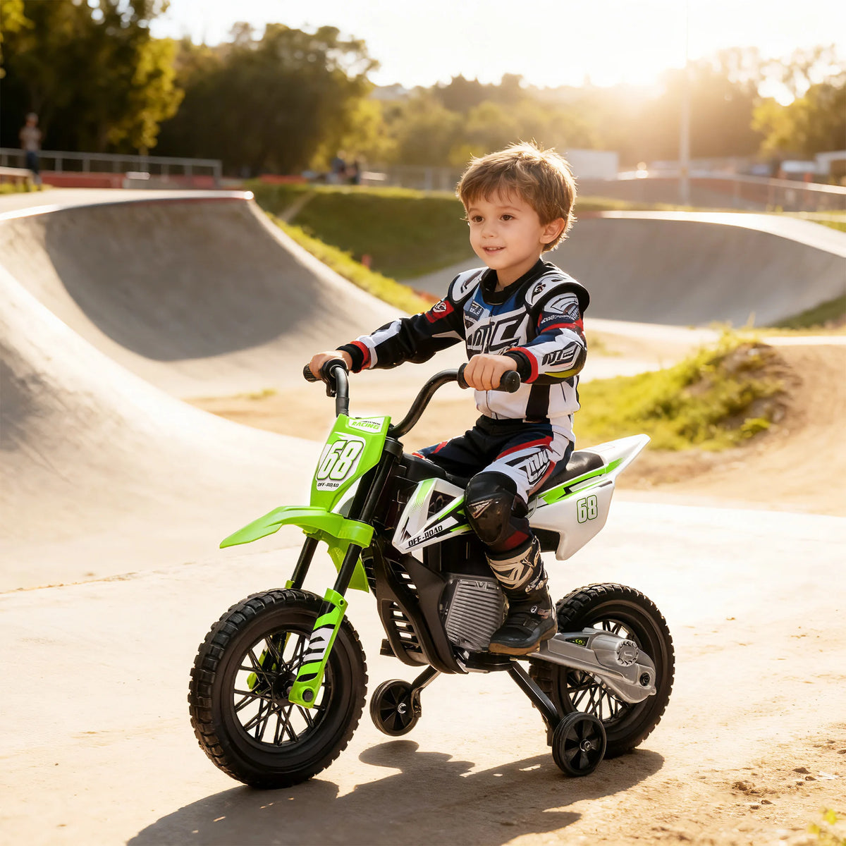 Moto Électrique Enfant Roues d'Apprentissage Musique